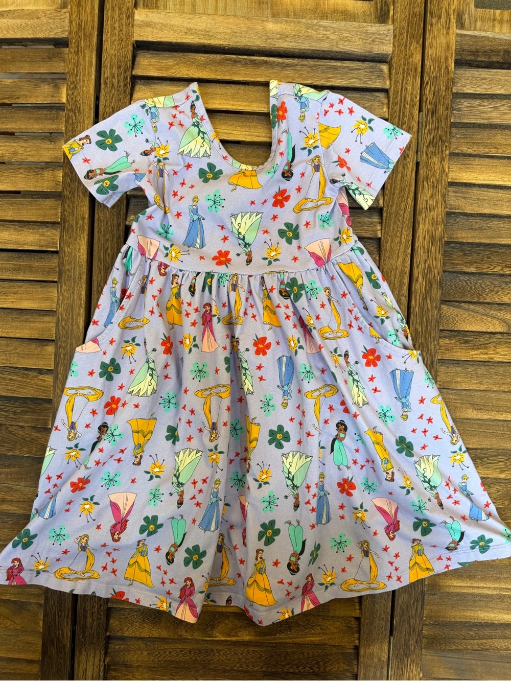 Hanna Andersson Purple Disney Princess Print Cotton Swing Dress Size 6/7 120 cm